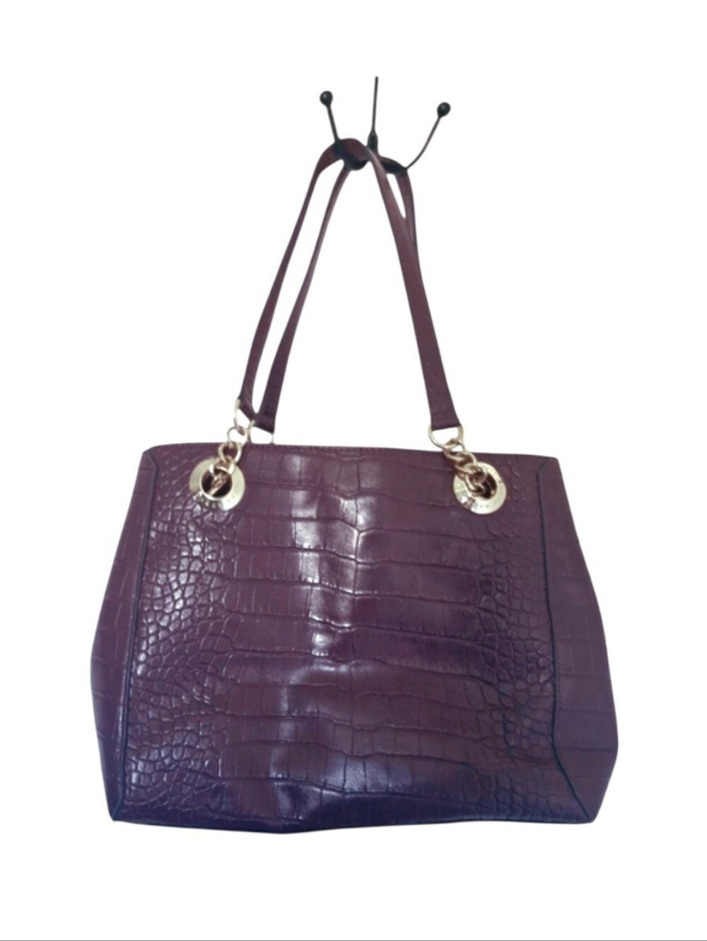London Fog Lavender Deep Plum Colored Croc Embossed Purse
